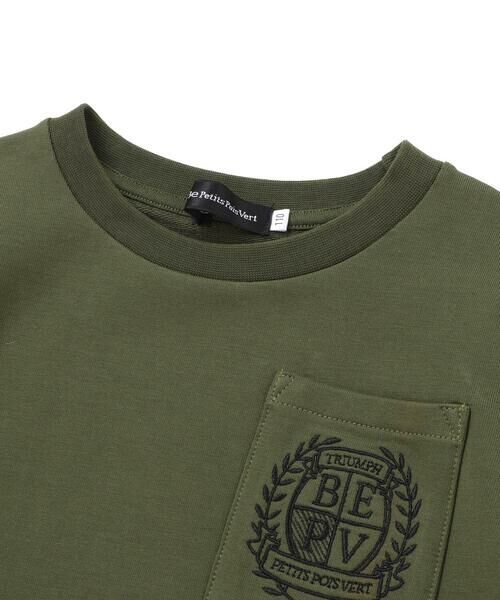 BeBe Petits Pois Vert / ベベ プチ ポワ ヴェール スウェット | エンブレム刺しゅう裏毛トレーナー(95~150cm) | 詳細12