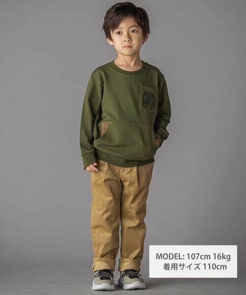 BeBe Petits Pois Vert / ベベ プチ ポワ ヴェール スウェット | エンブレム刺しゅう裏毛トレーナー(95~150cm) | 詳細8