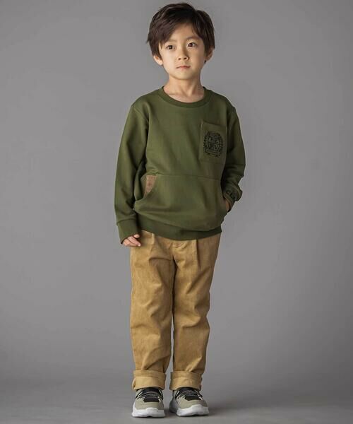 BeBe Petits Pois Vert / ベベ プチ ポワ ヴェール スウェット | エンブレム刺しゅう裏毛トレーナー(95~150cm) | 詳細9