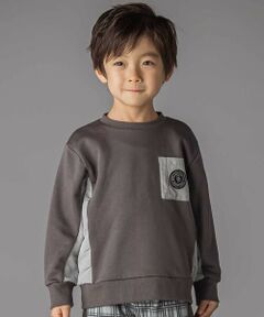 BeBe Petits Pois Vert / ベベ プチ ポワ ヴェール スウェット | 裏毛×タフタ切り替えトレーナー(95~160cm)