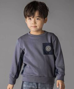 BeBe Petits Pois Vert / ベベ プチ ポワ ヴェール スウェット | 裏毛×タフタ切り替えトレーナー(95~160cm)