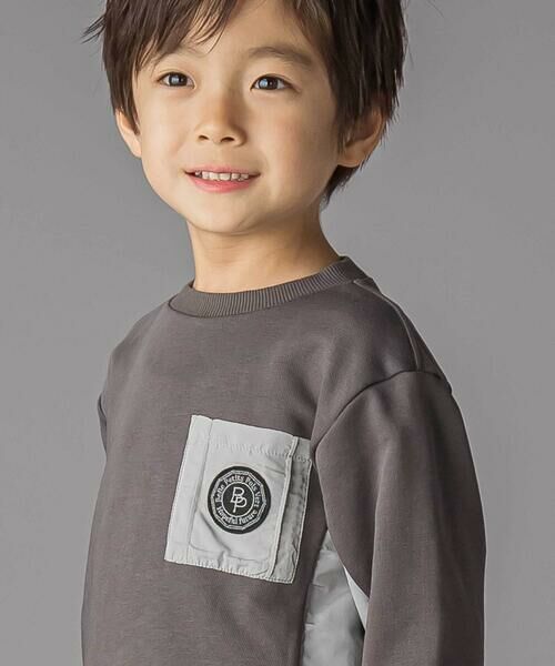 BeBe Petits Pois Vert / ベベ プチ ポワ ヴェール スウェット | 裏毛×タフタ切り替えトレーナー(95~160cm) | 詳細2