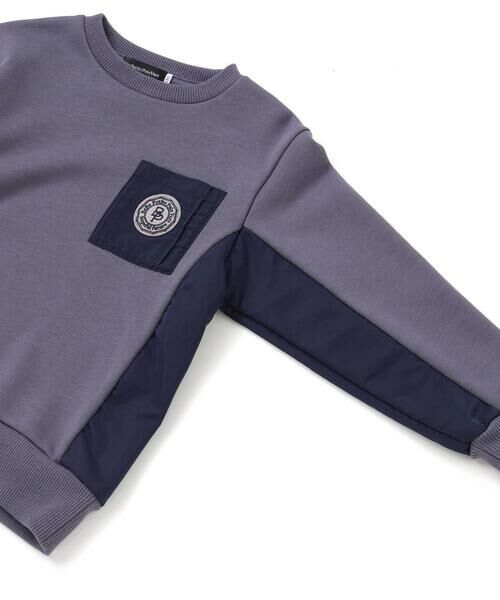 BeBe Petits Pois Vert / ベベ プチ ポワ ヴェール スウェット | 裏毛×タフタ切り替えトレーナー(95~160cm) | 詳細12