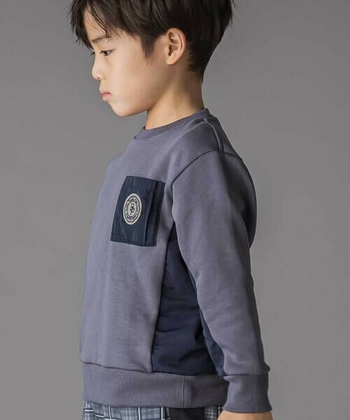 BeBe Petits Pois Vert / ベベ プチ ポワ ヴェール スウェット | 裏毛×タフタ切り替えトレーナー(95~160cm) | 詳細6