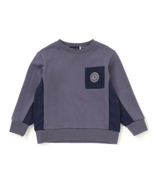 BeBe Petits Pois Vert / ベベ プチ ポワ ヴェール スウェット | 裏毛×タフタ切り替えトレーナー(95~160cm) | 詳細8