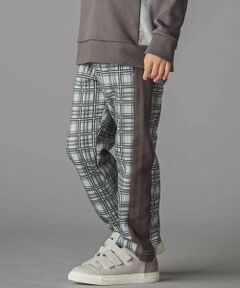 BeBe Petits Pois Vert / ベベ プチ ポワ ヴェール その他パンツ | 【お揃い】チェック柄裏毛配色切り替えロングパンツ(95~160cm)