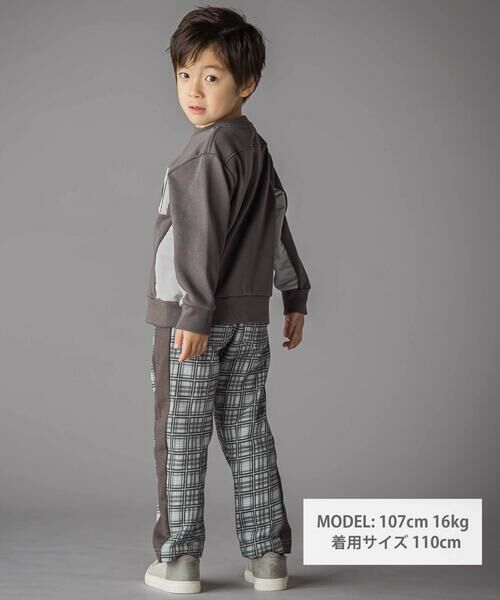 BeBe Petits Pois Vert / ベベ プチ ポワ ヴェール その他パンツ | 【お揃い】チェック柄裏毛配色切り替えロングパンツ(95~160cm) | 詳細1