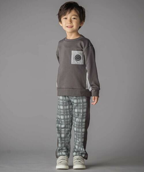 BeBe Petits Pois Vert / ベベ プチ ポワ ヴェール その他パンツ | 【お揃い】チェック柄裏毛配色切り替えロングパンツ(95~160cm) | 詳細2