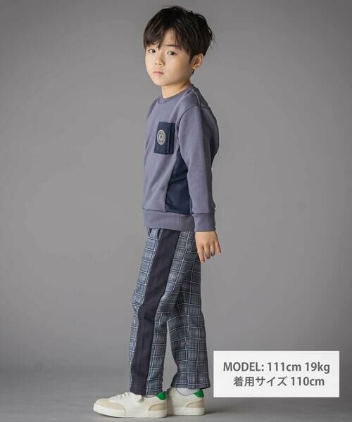 BeBe Petits Pois Vert / ベベ プチ ポワ ヴェール その他パンツ | 【お揃い】チェック柄裏毛配色切り替えロングパンツ(95~160cm) | 詳細5