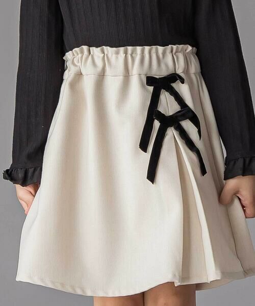 BeBe Petits Pois Vert / ベベ プチ ポワ ヴェール ショート・ハーフ・半端丈パンツ | ラップスカート風リボンキュロットパンツ(100~150cm) | 詳細2