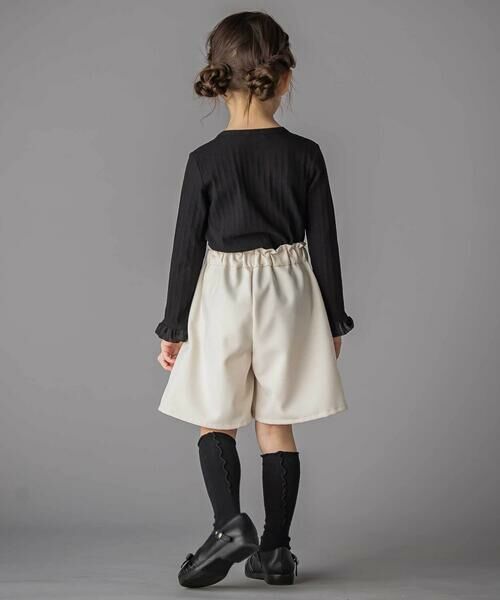 BeBe Petits Pois Vert / ベベ プチ ポワ ヴェール ショート・ハーフ・半端丈パンツ | ラップスカート風リボンキュロットパンツ(100~150cm) | 詳細3