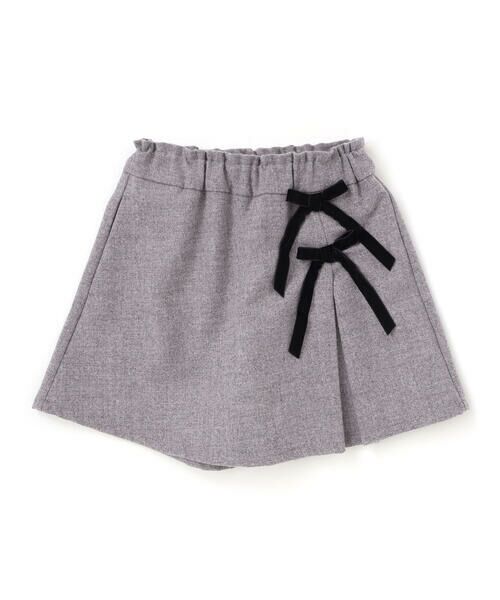 BeBe Petits Pois Vert / ベベ プチ ポワ ヴェール ショート・ハーフ・半端丈パンツ | ラップスカート風リボンキュロットパンツ(100~150cm) | 詳細10