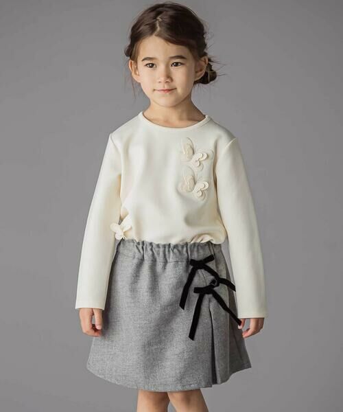 BeBe Petits Pois Vert / ベベ プチ ポワ ヴェール ショート・ハーフ・半端丈パンツ | ラップスカート風リボンキュロットパンツ(100~150cm) | 詳細9