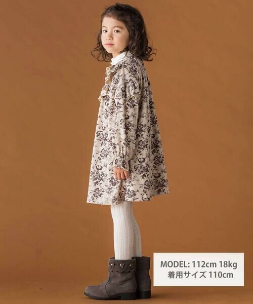 BeBe Petits Pois Vert / ベベ プチ ポワ ヴェール ミニ丈・ひざ丈ワンピース | 【店舗限定】花柄コールテンフリルワンピース(95~150cm) | 詳細1