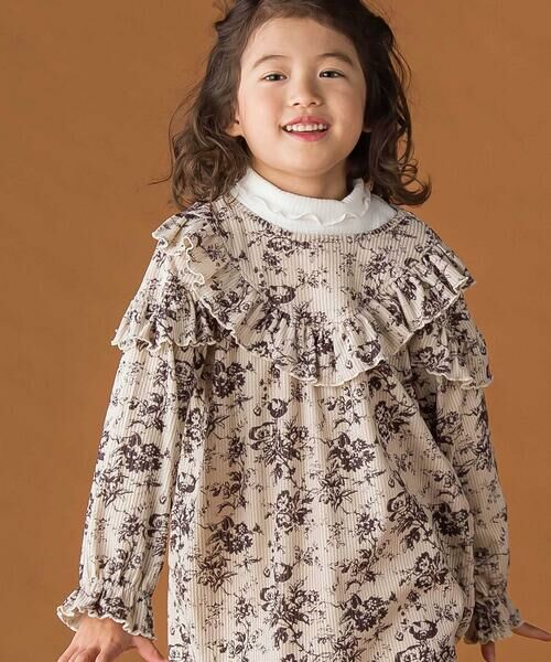 BeBe Petits Pois Vert / ベベ プチ ポワ ヴェール ミニ丈・ひざ丈ワンピース | 【店舗限定】花柄コールテンフリルワンピース(95~150cm) | 詳細3