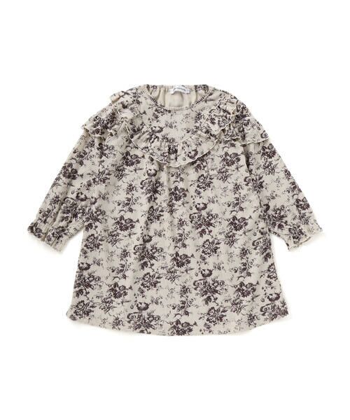 BeBe Petits Pois Vert / ベベ プチ ポワ ヴェール ミニ丈・ひざ丈ワンピース | 【店舗限定】花柄コールテンフリルワンピース(95~150cm) | 詳細5