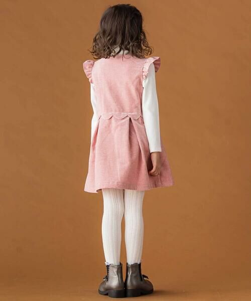 BeBe Petits Pois Vert / ベベ プチ ポワ ヴェール ミニ丈・ひざ丈ワンピース | 【店舗限定】【お揃い】起毛ジャガードスカラップジャンパースカート(95~150cm) | 詳細2