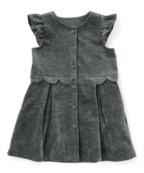 BeBe Petits Pois Vert / ベベ プチ ポワ ヴェール ミニ丈・ひざ丈ワンピース | 【店舗限定】【お揃い】起毛ジャガードスカラップジャンパースカート(95~150cm) | 詳細15