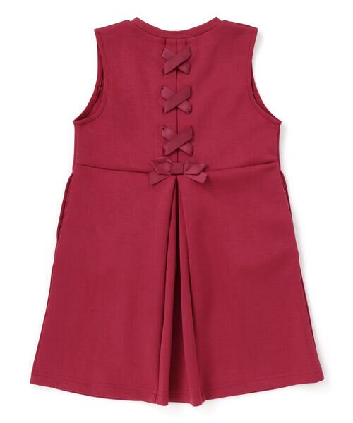 BeBe Petits Pois Vert / ベベ プチ ポワ ヴェール ミニ丈・ひざ丈ワンピース | 【店舗限定】ポンチバック編み上げジャンパースカート(95~150cm) | 詳細2