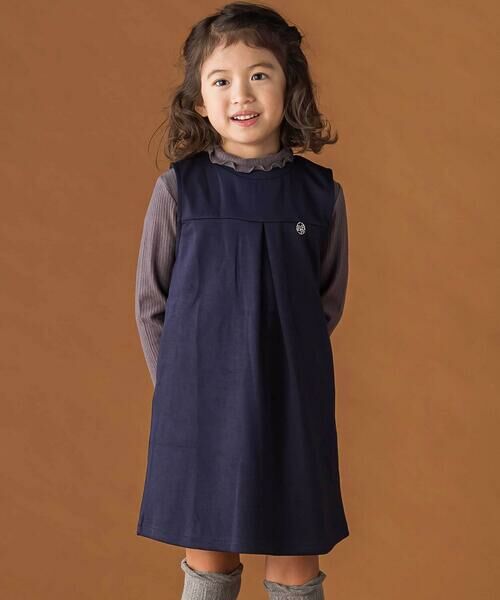 BeBe Petits Pois Vert / ベベ プチ ポワ ヴェール ミニ丈・ひざ丈ワンピース | 【店舗限定】ポンチバック編み上げジャンパースカート(95~150cm) | 詳細13