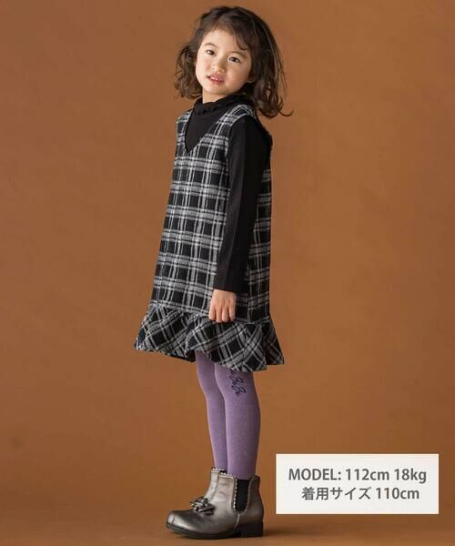 BeBe Petits Pois Vert / ベベ プチ ポワ ヴェール ミニ丈・ひざ丈ワンピース | 【店舗限定】チェックデニムジャンパースカート(95~150cm) | 詳細1