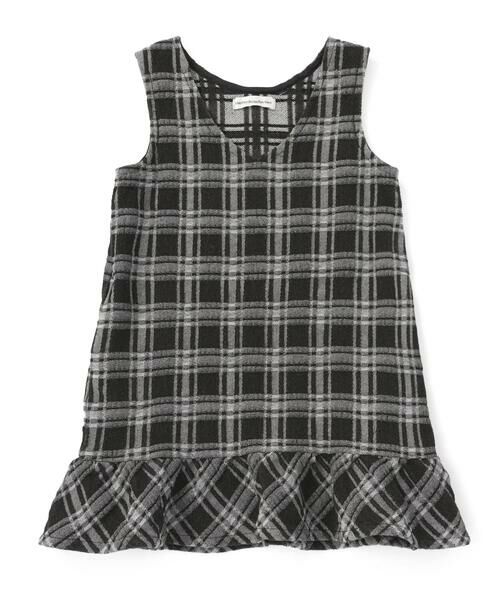 BeBe Petits Pois Vert / ベベ プチ ポワ ヴェール ミニ丈・ひざ丈ワンピース | 【店舗限定】チェックデニムジャンパースカート(95~150cm) | 詳細4