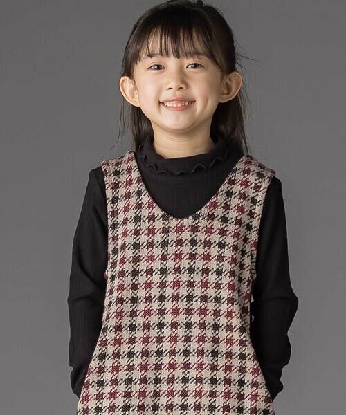 BeBe Petits Pois Vert / ベベ プチ ポワ ヴェール ミニ丈・ひざ丈ワンピース | 【店舗限定】千鳥格子サイドラインジャンパースカート(95~150cm) | 詳細11