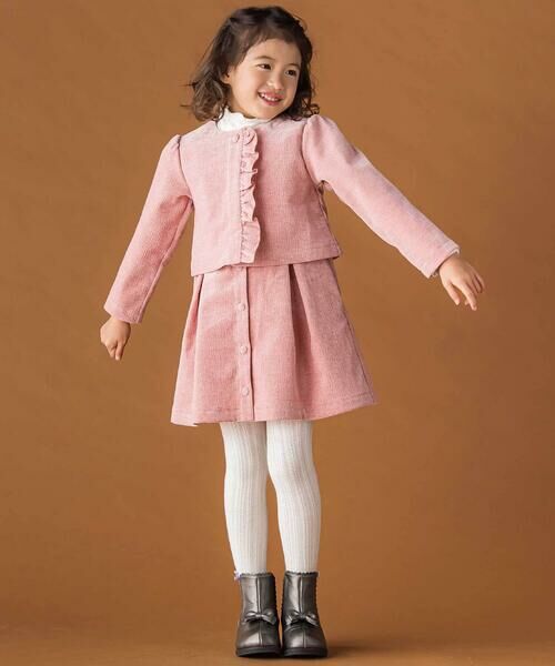 BeBe Petits Pois Vert / ベベ プチ ポワ ヴェール ノーカラージャケット | 【店舗限定】【お揃い】起毛ジャガードフリルショートジャケット(95~150cm) | 詳細2