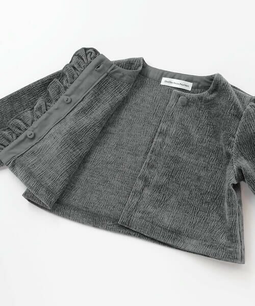BeBe Petits Pois Vert / ベベ プチ ポワ ヴェール ノーカラージャケット | 【店舗限定】【お揃い】起毛ジャガードフリルショートジャケット(95~150cm) | 詳細13