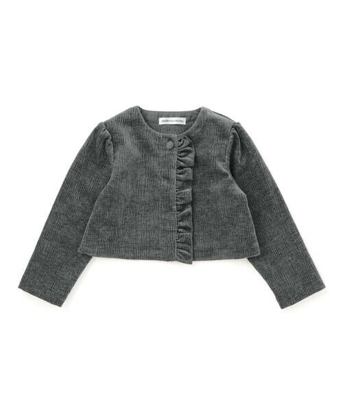 BeBe Petits Pois Vert / ベベ プチ ポワ ヴェール ノーカラージャケット | 【店舗限定】【お揃い】起毛ジャガードフリルショートジャケット(95~150cm) | 詳細7