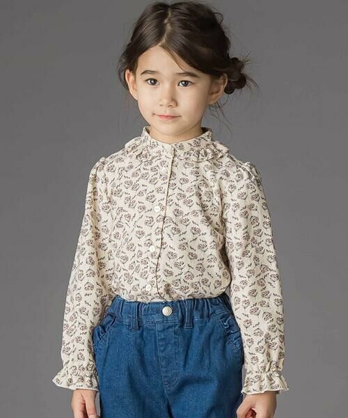 BeBe Petits Pois Vert/ベベ プチ ポワ ヴェール 【店舗限定】すずらん花柄ネルブラウス(95~150cm) オフホワイト系 150cm BeBe Petits Pois Vert/ベベ プチ ポワ ヴェール 【店舗限定】すずらん花柄ネルブラウス(95~150cm) オフホワイト系 150cm