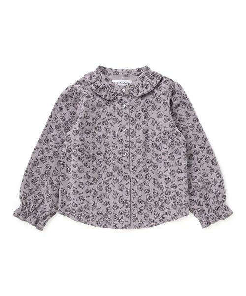 BeBe Petits Pois Vert/ベベ プチ ポワ ヴェール 【店舗限定】すずらん花柄ネルブラウス(95~150cm) グレー系 140cm BeBe Petits Pois Vert/ベベ プチ ポワ ヴェール 【店舗限定】すずらん花柄ネルブラウス(95~150cm) グレー系 140cm