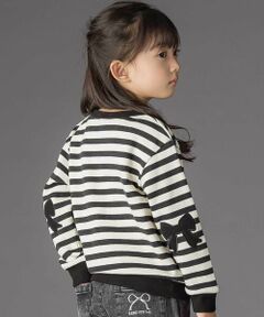 BeBe Petits Pois Vert / ベベ プチ ポワ ヴェール スウェット | 【店舗限定】ボーダー裏毛リボントレーナー(95~150cm)