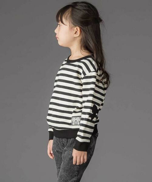 BeBe Petits Pois Vert / ベベ プチ ポワ ヴェール スウェット | 【店舗限定】ボーダー裏毛リボントレーナー(95~150cm) | 詳細3