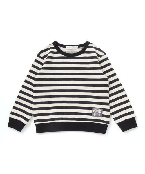 BeBe Petits Pois Vert / ベベ プチ ポワ ヴェール スウェット | 【店舗限定】ボーダー裏毛リボントレーナー(95~150cm) | 詳細5