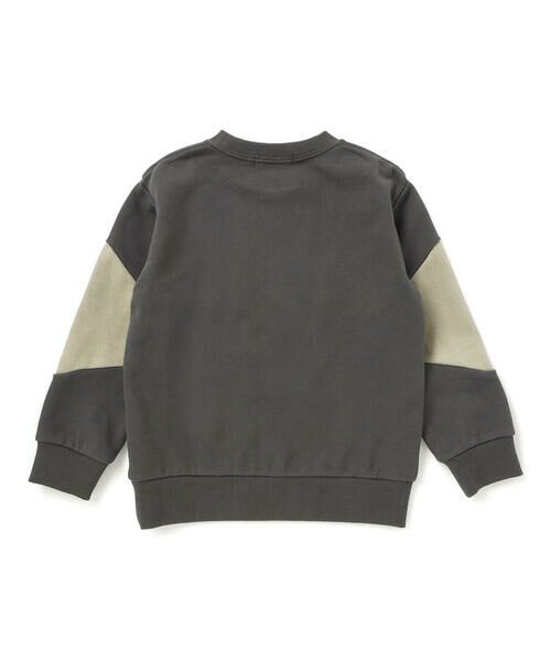 BeBe Petits Pois Vert / ベベ プチ ポワ ヴェール スウェット | 【店舗限定】裏毛配色切り替えフロッキープリントトレーナー(95~160cm) | 詳細5