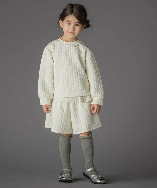 BeBe Petits Pois Vert / ベベ プチ ポワ ヴェール その他パンツ | 【店舗限定】【お揃い】キルトジャガード切り替えキュロットパンツ(95~160cm) | 詳細3