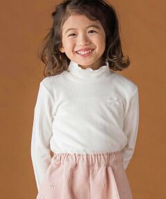 BeBe Petits Pois Vert / ベベ プチ ポワ ヴェール Tシャツ | 【店舗限定】起毛リブハイネック折り返しトップス(95~160cm)
