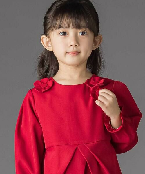 BeBe Petits Pois Vert / ベベ プチ ポワ ヴェール ミニ丈・ひざ丈ワンピース | 立体花モチーフ斜めタックワンピース(95~150cm) | 詳細6