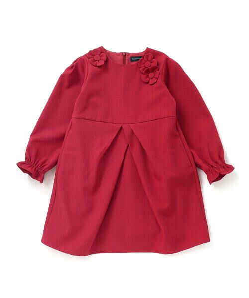 BeBe Petits Pois Vert / ベベ プチ ポワ ヴェール ミニ丈・ひざ丈ワンピース | 立体花モチーフ斜めタックワンピース(95~150cm) | 詳細8