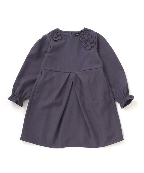 BeBe Petits Pois Vert / ベベ プチ ポワ ヴェール ミニ丈・ひざ丈ワンピース | 立体花モチーフ斜めタックワンピース(95~150cm) | 詳細10