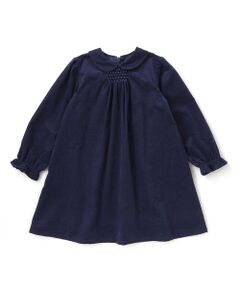 BeBe Petits Pois Vert / ベベ プチ ポワ ヴェール ミニ丈・ひざ丈ワンピース | 胸元シャーリングコール天ワンピース(95~150cm)