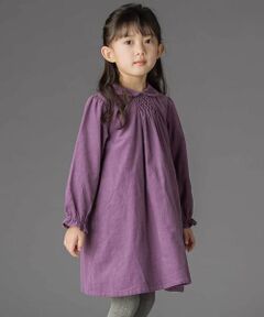 胸元シャーリングコール天ワンピース(95~150cm)