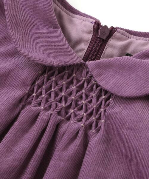 BeBe Petits Pois Vert / ベベ プチ ポワ ヴェール ミニ丈・ひざ丈ワンピース | 胸元シャーリングコール天ワンピース(95~150cm) | 詳細11