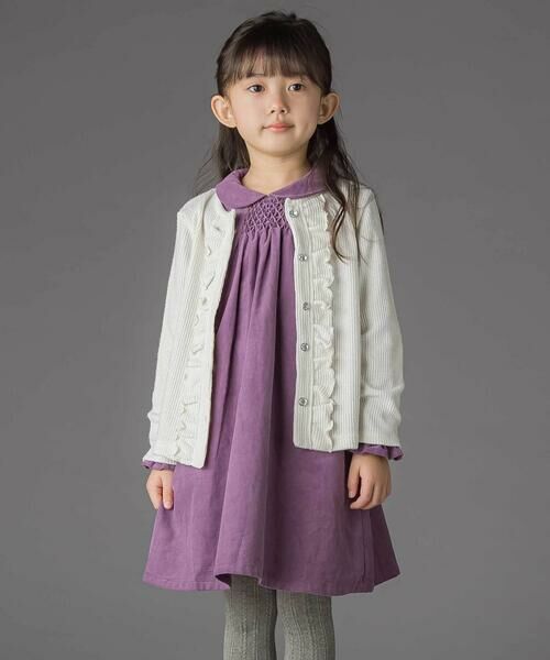 BeBe Petits Pois Vert / ベベ プチ ポワ ヴェール ミニ丈・ひざ丈ワンピース | 胸元シャーリングコール天ワンピース(95~150cm) | 詳細5