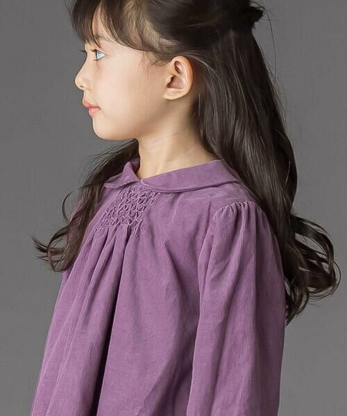 BeBe Petits Pois Vert / ベベ プチ ポワ ヴェール ミニ丈・ひざ丈ワンピース | 胸元シャーリングコール天ワンピース(95~150cm) | 詳細7