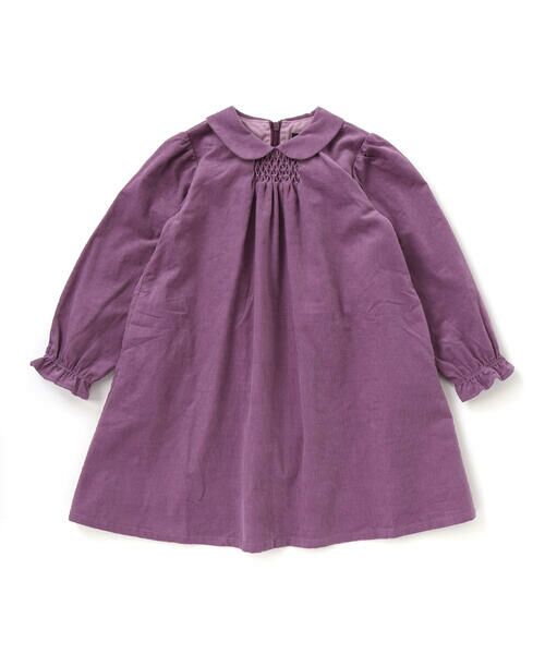 BeBe Petits Pois Vert / ベベ プチ ポワ ヴェール ミニ丈・ひざ丈ワンピース | 胸元シャーリングコール天ワンピース(95~150cm) | 詳細8