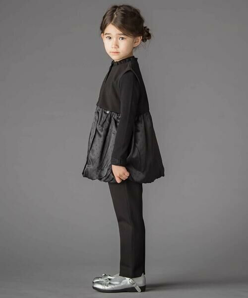 BeBe Petits Pois Vert / ベベ プチ ポワ ヴェール ベビー・キッズウエア | ドット切り替えバルーンジレ+ポンチパンツセットアップ(95~150cm) | 詳細2