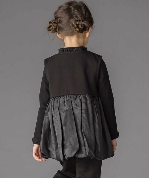 BeBe Petits Pois Vert / ベベ プチ ポワ ヴェール ベビー・キッズウエア | ドット切り替えバルーンジレ+ポンチパンツセットアップ(95~150cm) | 詳細4