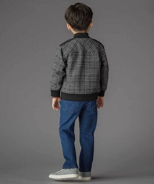 BeBe Petits Pois Vert / ベベ プチ ポワ ヴェール ノーカラージャケット | チェック起毛ジップブルゾン(95~150cm) | 詳細3